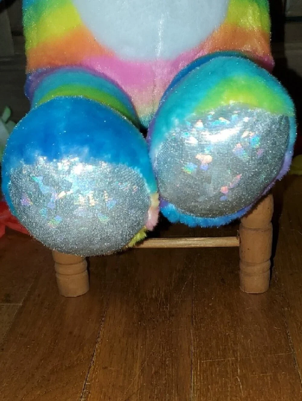 Build-A-Bear Rainbow Teddy Plush with Silver Sparkle Paws